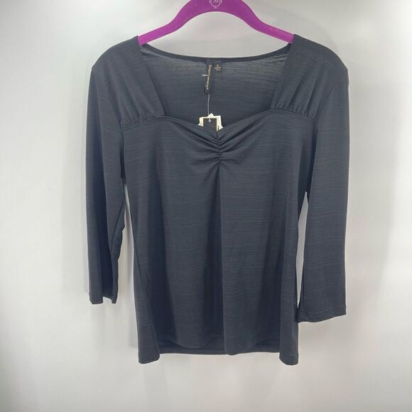 Susan Lawrence NEW long sleeve black stretch top blouse shirt - Picture 11 of 11